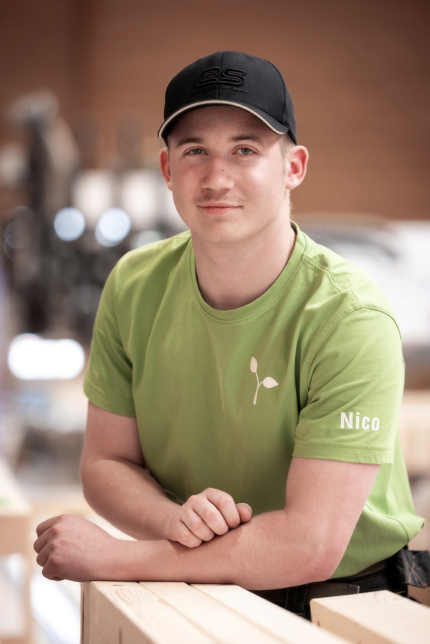 Nico Holzgethan, Lehrling Zimmereitechniker der Firma O.K. Energie Haus GmbH